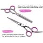 PetQoo Dog Grooming Scissors with Safety Round Tips, Heavy Duty Titanium Pet Grooming Trimmer Kit, Thinning Shears, Straight Scissors with Comb for Dogs and Cats(Pink)