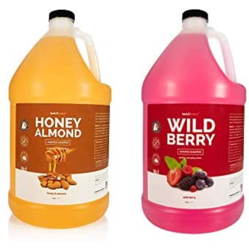 Bark2Basics Wild Berry Dog Shampoo and Honey & Almond Dog Shampoo Bundle | Unique Herbal Blends, Naturally Derived Ingredients, Sensitive, Gentle, Soothes Dry and Irritated Pet Skin