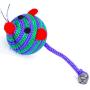 Pudwy Lovely Stripe Nylon Rope Round Ball Mouse Long Tail Bell Pet Cat Bite Play Toy Cat Supplies