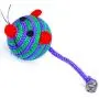 Pudwy Lovely Stripe Nylon Rope Round Ball Mouse Long Tail Bell Pet Cat Bite Play Toy Cat Supplies