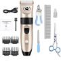 Dog Clippers Shaver Low Noise Pet Rechargeable Cordless Electric Quiet Hair Grooming Professional Trimmer Tool Set with Combs Brush Guides Scissors Nail Kits for Dogs Cats Pets Animals