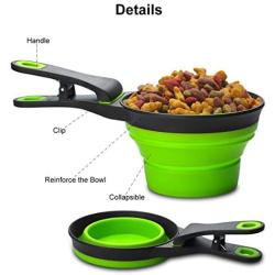 TOP STAR 3 in 1 Pets Silicon Collapsible Measuring Cups,for Pets Dogs,Cats Food Water Scoop,Bag Clip