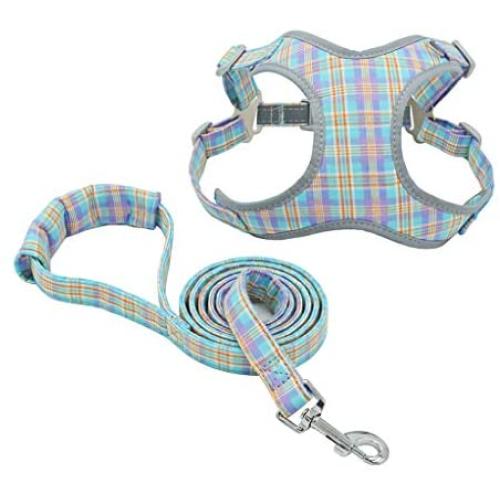 risdoada Front Clip Dog Vest Harness with Leash, Adjustable Reflective Soft No-Pull Puppy Harness, Easy Control Breathable Fabric Pet Harnesses for Small, Medium and Large Dogs