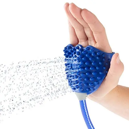 PETMAKER Pet Shower Attachment- Dog Bathing Sprayer & Bath Brush- 2 Adapters for Hoses, Nozzles & Faucets- One Hand Grooming, Washing & Massaging PETMAKER Pet Shower Attachment- Dog Bathing Sprayer & Bath Brush- 2 Adapters for Hoses, Nozzles & Faucets- One Hand Grooming, Washing & Massaging