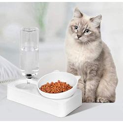 ikjuh Dog Cat Food Bowls Pet Automatic Water Bottle Water Dispenser Adjustable Tilted Gravity Feeding Bowls Easy Clean No Spill Bowls