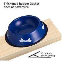 Jemirry 2Pcs Stainless Steel Cat Bowl Pet Bowl, Pet Food Dish Easy to Clean Durable Cat Dish for Food and Water, Blue and Black