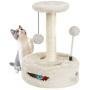 PGFUN 2 in 1 Cat Scratching Post Natural Sisal Cat Claw Scratcher with Interactive Ball Toy for Small Cats and Kittens