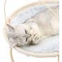 Fenley Cat Soft Plush Cat Hammock, Indoor Elevated Cat Bed with Dangling Ball and Stand, Detachable Washable and Portable Pet Bed Safe & Stable for Kitten Cats and Small Dogs (Beige)