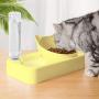Moyeno Elevated Cat Bowl Dog Bowls Set, Raised Pet Double Bowls for Food and Water, Automatic Water Feeder Dispenser, Cat Dishes for Small Medium Large Cats Dogs Puppy - White Pink Blue Green Yellow