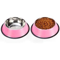 Podinor Stainless Steel Dog Bowls, Food and Water Non Slip Anti Skid Stackable Pet Puppy Dishes for Small, Medium and Large Dogs (2 Pack)