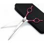 Moontay Pet Gromming Shear - 8.0 inch Pink Handle Downward Curved Pet Grooming Cutting Scissor with Bag