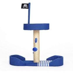 HONGGE Cat Tree, Pirate Ship Cat Tower Sisal Scratching Posts Dangling 2 Ball 75x65x26cm