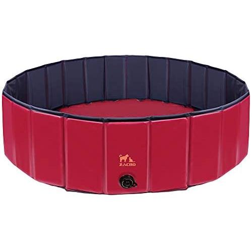 Zacro Foldable Large Dog Pool - Pet Dog Cats Paddling Bath Pool, Large Outdoor Bathing Tub for Dogs Cats and Kids (47 X 11.8 in)