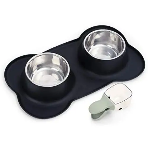 Rolife Dog Bowls 2 Stainless Steel Food Water Feeder Bowls with Non Spill Skid Resistant Silicone Mat + Pet Food Scoop for Pets Puppy Small Medium Dogs Cats Rolife Dog Bowls 2 Stainless Steel Food Water Feeder Bowls with Non Spill Skid Resistant Silicone Mat + Pet Food Scoop for Pets Puppy Small Medium Dogs Cats