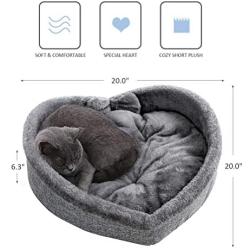 Cat Bed - Heart Pet Bed for Cats or Small Dogs, Ultra Soft Short Plush, Anti-Slip Bottom, Washable High Resilience PP Cotton, Comfortable Self Warming Autumn Winter Indoor Sleeping Cozy Kitty Teddy