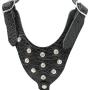 Black Genuine Leather Rhinestones Dog Harness for Small Dogs 13''-17.5'' Chest