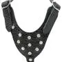 Black Genuine Leather Rhinestones Dog Harness for Small Dogs 13''-17.5'' Chest Black Genuine Leather Rhinestones Dog Harness for Small Dogs 13''-17.5'' Chest