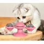 Windmill Cat Toy, Cat Turntable Teasing Interactive Toy with Suction Cup, Portable Windmill Scratch Hair Brush for Cats