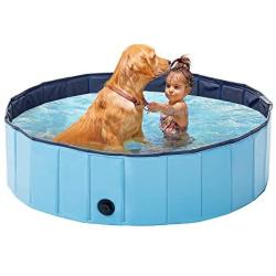 Loves cabin Foldable Dog Swimming Pool, Backyard Kiddie Pool Plastic, Outdoor Baby Bath Tub, Plastic Pool for Dogs Cats and Kids