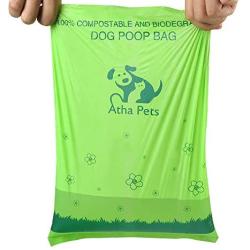 Atha Pets Poop Bags for Dog Waste-240, Vegetable-Based, Compostable & Biodegradable, No Harm for Our Planet Earth. Heavy Duty, Leek Proof