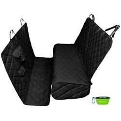 Tapiona XXL Dog Seat Cover - 63Wx94L XXL Back Seat Cover for Cars, Trucks & SUVs - Pet Hammock, Heavy Duty, Waterproof, Nonslip, No Odor, Seat Anchors, Washable + Pet Travel Bowl