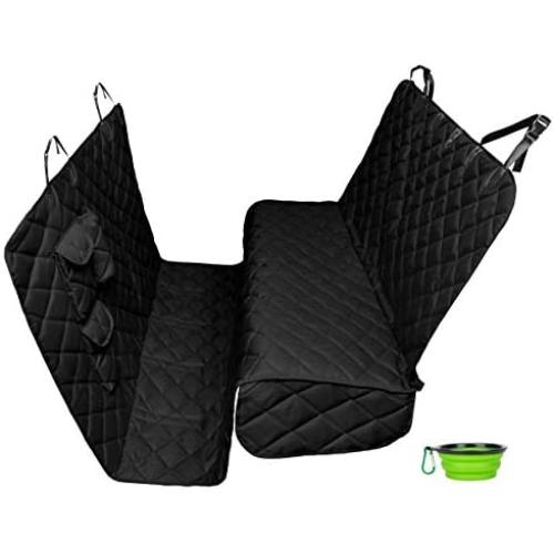 Tapiona XXL Dog Seat Cover - 63Wx94L XXL Back Seat Cover for Cars, Trucks & SUVs - Pet Hammock, Heavy Duty, Waterproof, Nonslip, No Odor, Seat Anchors, Washable + Pet Travel Bowl