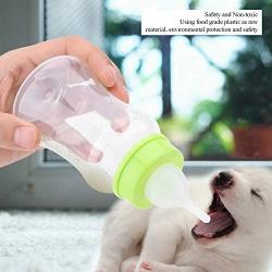 Yolispa Puppy Feeding Bottle Set with Scale Transparent Silicone Nipple Brush Washable Durable Nursing Tools 5oz 150ml for Milk Water Liquor