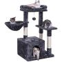 BEWISHOME Cat Tree Condo with Scratching Post Cat Tower Padded Plush Perch and Cozy Basket for Kitten MMJ11