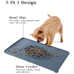 Silicone Slow Feeder Bowls Mats for Pet - Dog Bowl Mats to Slow Down Eating Cat Food Puzzle Feeder Insert (Gray)