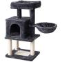 IBUYKE Cat Tree Tower Condo Cat Play Furniture 36.2'' with Sisal Scratching Posts and Board, Perches, Cat House, Dangling Balls, for Pet Cat Kitten, Light Gray Smoky Gray, UCT007