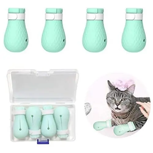 Highland Farms Select 4 Pcs Anti-Scratch Cat Shoes Boots Cover - Adjustable Rubber Precaution Scratch Cat Paw Protector for Home Bathing, Shaving Checking Treatment Highland Farms Select 4 Pcs Anti-Scratch Cat Shoes Boots Cover - Adjustable Rubber Precaution Scratch Cat Paw Protector for Home Bathing, Shaving Checking Treatment