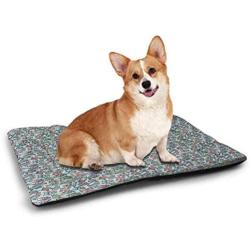 DayDayFun Ride The Wave Dog Mat Surfer Puppy with Sunglasses and Tropical Hibiscus Flowers Hawaiian Dog Print Pet Mats for Food and Water Multicolor