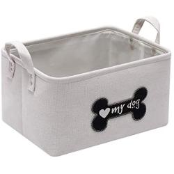 Geyecete Canvas Fabric Dog Toy Basket - Laundry Basket Storage Bin for Dog Toys, Dog Blanket, Dog Clothes Storage