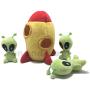 Modern Wave - Squeaky Plush Dog Toy - Interactive Hide and Seek Squirrel Type Puzzle Toy for Dogs, Small Size (Spaceship and Aliens)