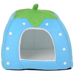 Gaorui Lovely Strawberry Soft Warm Pet Nest Dog Cat Bed Pet House with Cushion Foldable House 5 Size