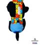 Barkertime Premium Waterproof Dog Diaper Overall - Made in USA - Happy Kitty Face on Blue Escape-Proof Waterproof Premium Dog Diaper Overall