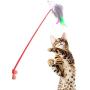 ttnight 5Pcs Cat Catcher Short Rod Cats Teaser Plastic Feather Chaser Wand Kitten Pet Toy