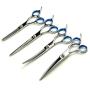 LILYS PET Professional PET Dog Grooming Scissors Suit,RED/Blue Ring, Cutting&Curved&Thinning Shears