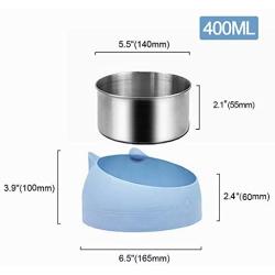 Stainless Steel pet Bowl, cat Bowl and Dog Bowl are Suitable for Cats/Dogs to Feed Food and Water, Long-Lasting Preservation, 15° tilt to Protect The pets Cervical Spine (Blue, 400ml)