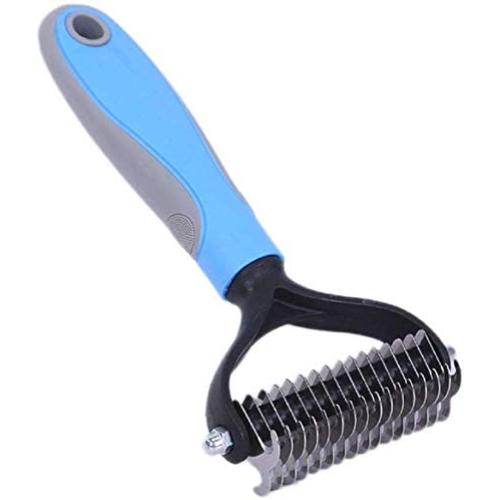 Cool smile Dematting Comb Tool for Dogs & Cats, Pet Grooming Undercoat Rake with Two-Side,Professional Stainless Steel Demat Comb Removes Loose Undercoat, Mats, Tangles and Knots