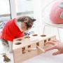 HSHXY Cat Toy Interactive, Solid Wooden Cat Exercise Toy Whack a Mole Mouse Puzzle Box with Different Cute Cartoon Toys, Motion Activated Fun for Kittens