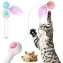 ocijf179 Cat Teaser Pet Cat Kitten Automatic Retractable Teaser Feather Ball Catnip Interactive Toy - Blue