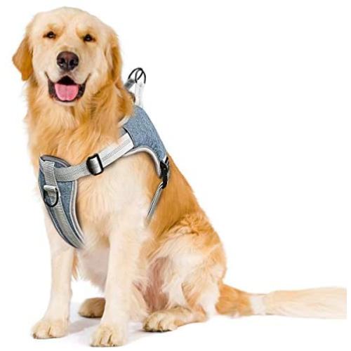 TAMOWA No Pull Dog Harness, Walking Pet Harness with 2 Metal Rings, Breathable Chest Padded Mesh Adjustable Reflective Harnesses Easy Control Front Clip for Small Medium Large Dogs