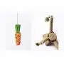 Kungfu Cat Scratching Post Tree, Straw Rope Vertical Climbing Frame Nice Branch Shape Scratching Pole Interactive Cat Toy with Detachable 3 Woven Carrots for Kitten Hamster