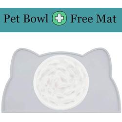 WANTRYAPET Dog Feeder Slow Bowl + Non-Slip Dog Bowl Mats, Ceramic Fun Slow Feed Interactive Bloat Stop Dog Bowl, Eco-Friendly Durable Preventing Choking Healthy Design Bowl