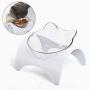 taomu Elevated Cat Food Bowls Neck Protection Raised Pet Food and Water Bowls Wide Dish Non Slip with Raised Stand for Puppy Dogs Cats(White)