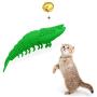 WeTest Natural Rubber Interactive Cat Toothbrush Catnip Toys - Refillable Catnip Shrimp Shape Pet Cleaning Chew Toothbrush Toy（Green） (LJ-ZXS-120202)