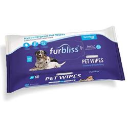 Furbliss Hygienic Pet Wipes for Dogs & Cats, Cleansing Grooming & Deodorizing Hypoallergenic Thick Wipes with All Natural Deoplex Deodorizer by Vetnique Labs