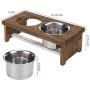 MyGift 5 Inch Height Burnt Wood Small Pet Dog Cat Elevated Raised Feeder Stand with 4 Removable Stainless Steel Bowls