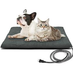 Outdoor Pet Heating Pads for Dog,Soft Electric Blanket Auto Temperature Control,Heated Mat for Dog House,Whelping Supply for Pregnant New Born Stray Feral Cat Puppy,Safe (L: 27.6 x 15.7, Gray)